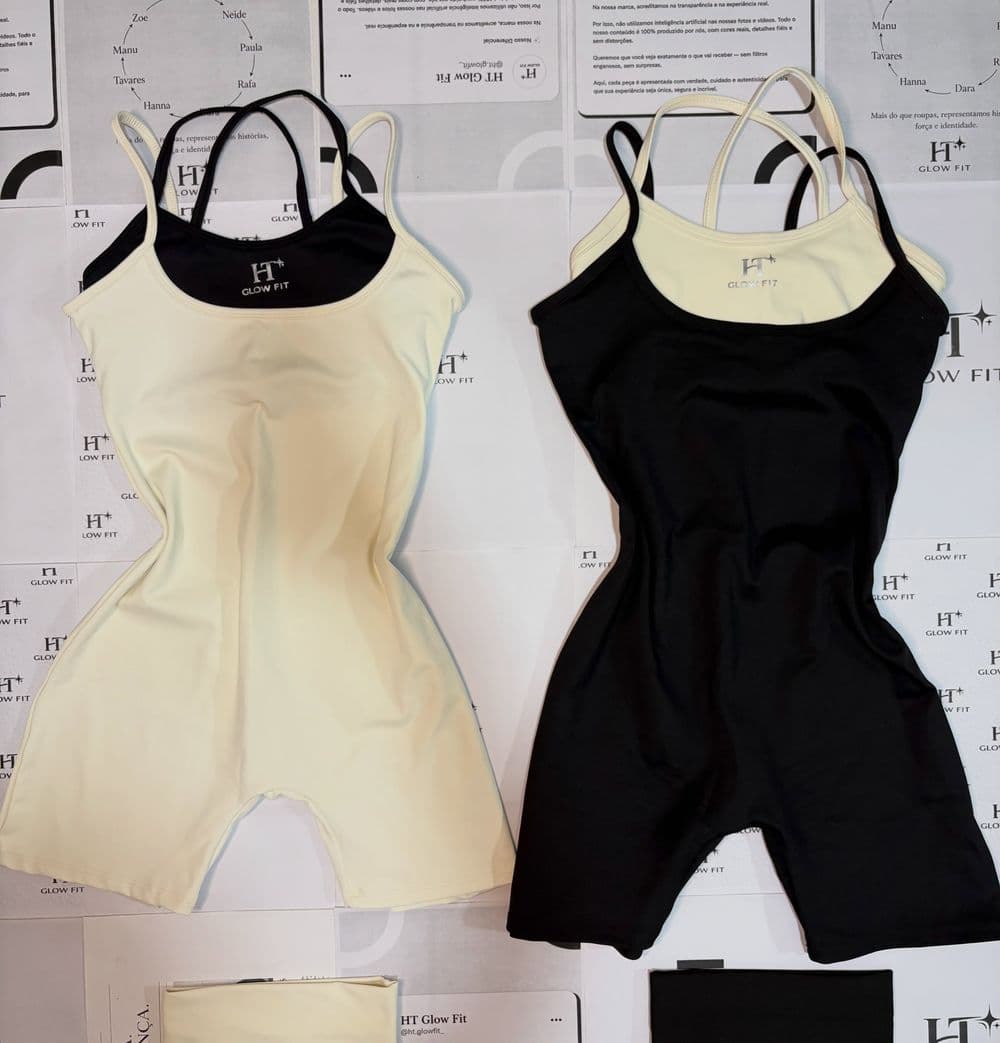 Body de alcinha HT Glow Fit nas cores nude e preto